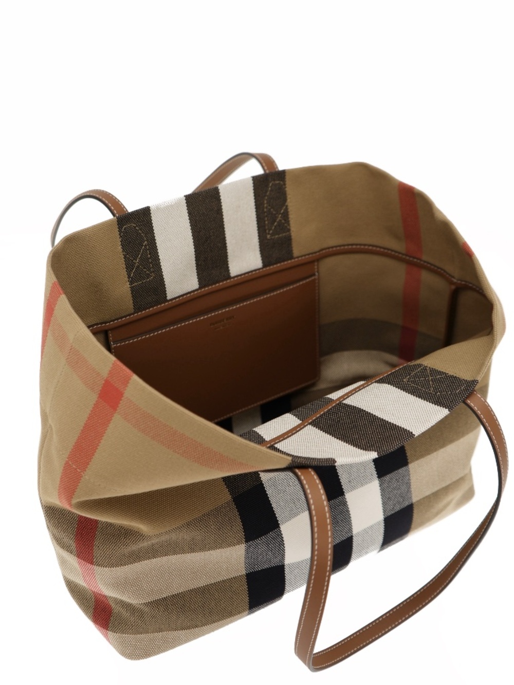 Burberry London Tote Check Taupe Brown Canvas New - Picture 5 of 7